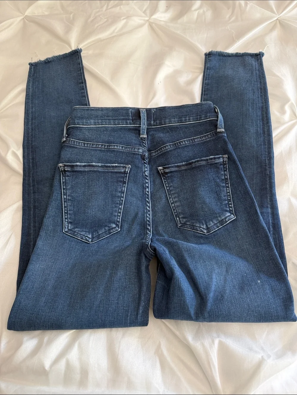 Agolde Dark Blue Skinny Jeans with Frayed Hem Size 23 - Picture 4 of 8
